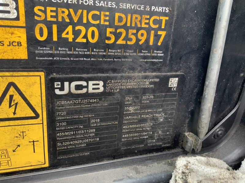 2018 JCB 531-70 Telehandler - Image 2